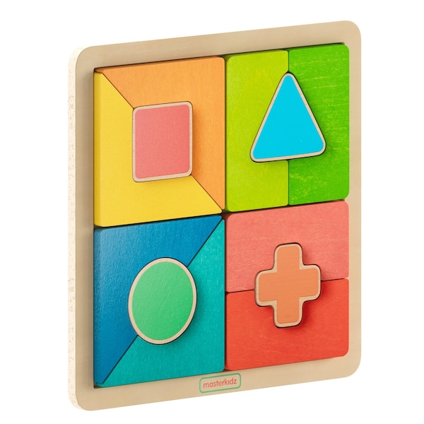 Flash Furniture Bright Beginnings Commercial Birch Plywood STEM Geometric Shape Building Puzzle Board, Natural/Multi MK-MK00606-GG - main